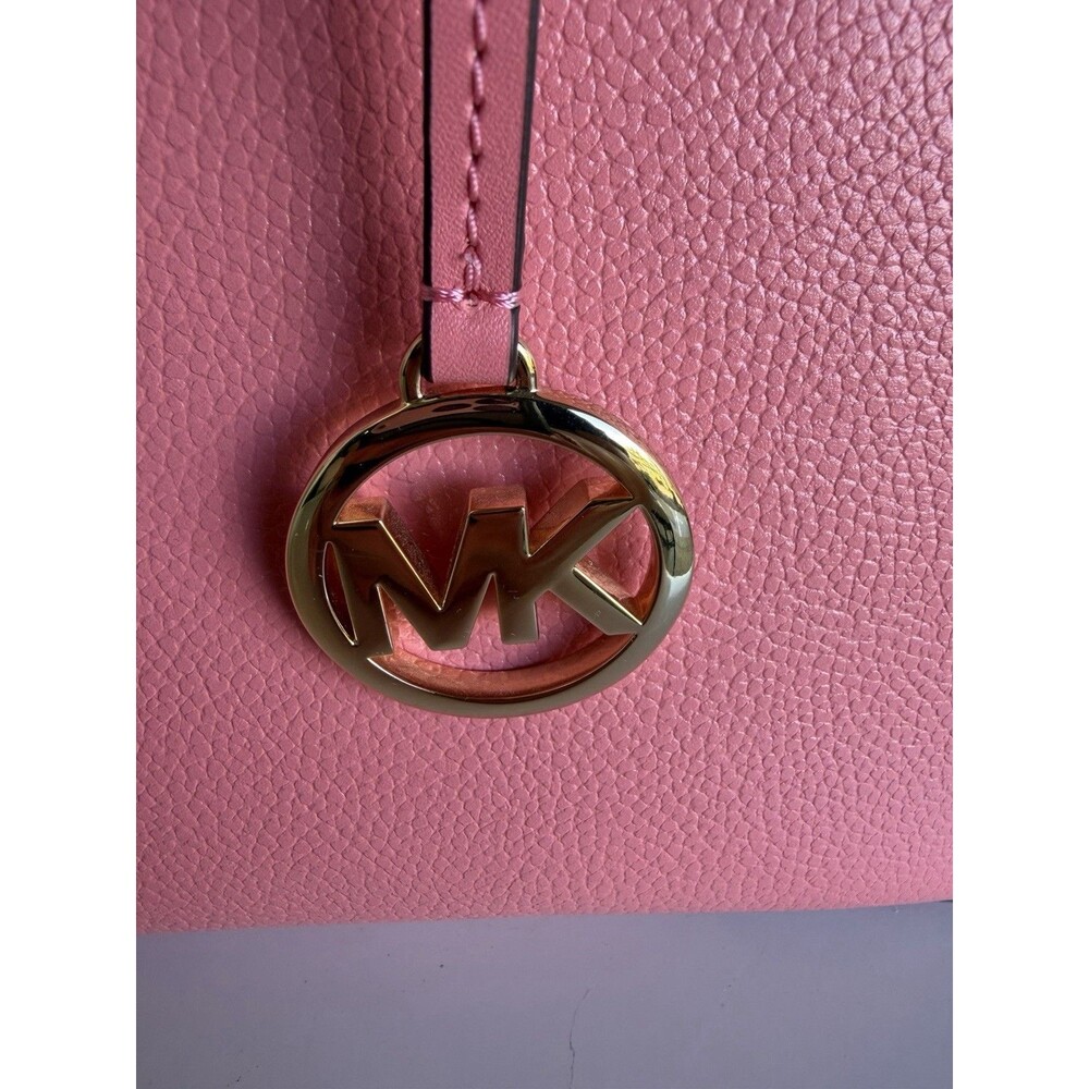 NWT Michael Kors Mercer Large Accordion Tote Pebbled Leather Grapefruit Pink - Picture 9 of 16